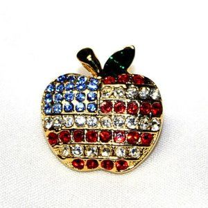 Fashion Brooch Pin Apple For The Teacher US Flag